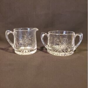 Vintage Susquehanna Crystal Sugar n Creamer in Six Point Star (Stem #4151)